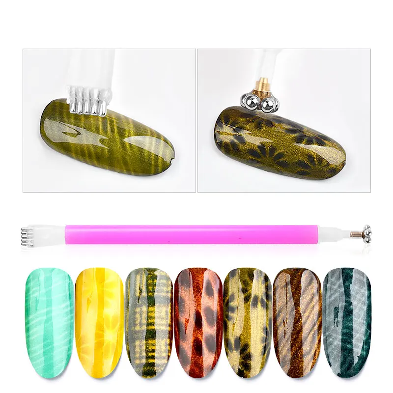 

1 Pcs Dual-ended Nail Art Flower Strip Pattern 3D Cat Eye Magnetic Stick for UV Gel Magnetic DIY Manicure Nail Art Tools