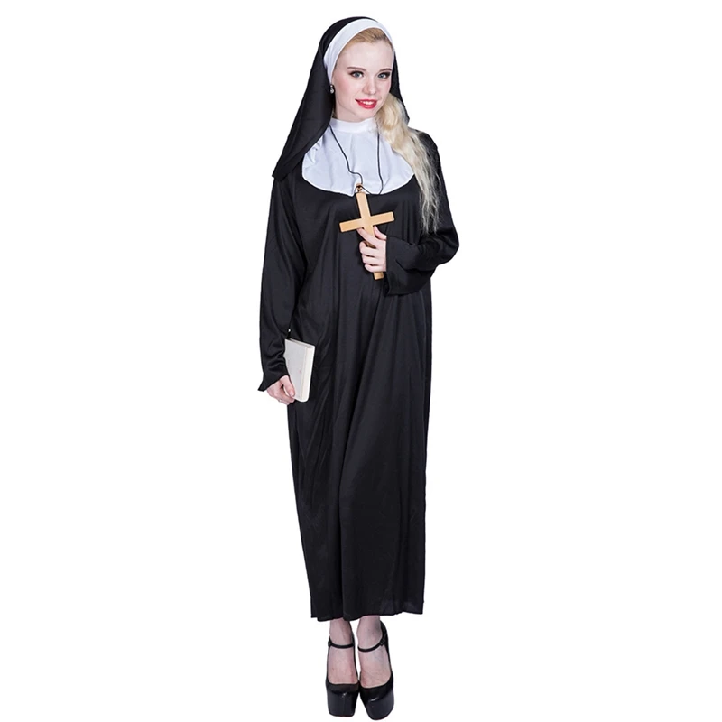 Nun Habit Costume Womens Ladies Sister Act Holy Religious Fancy Dress Outfit