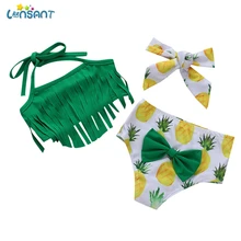 LONSANT купальный костюм для девочек, купальник из двух частей для детей, детская одежда с принтом в виде кисточек бандажные купальники ванный комплект бикини набор наряды N30