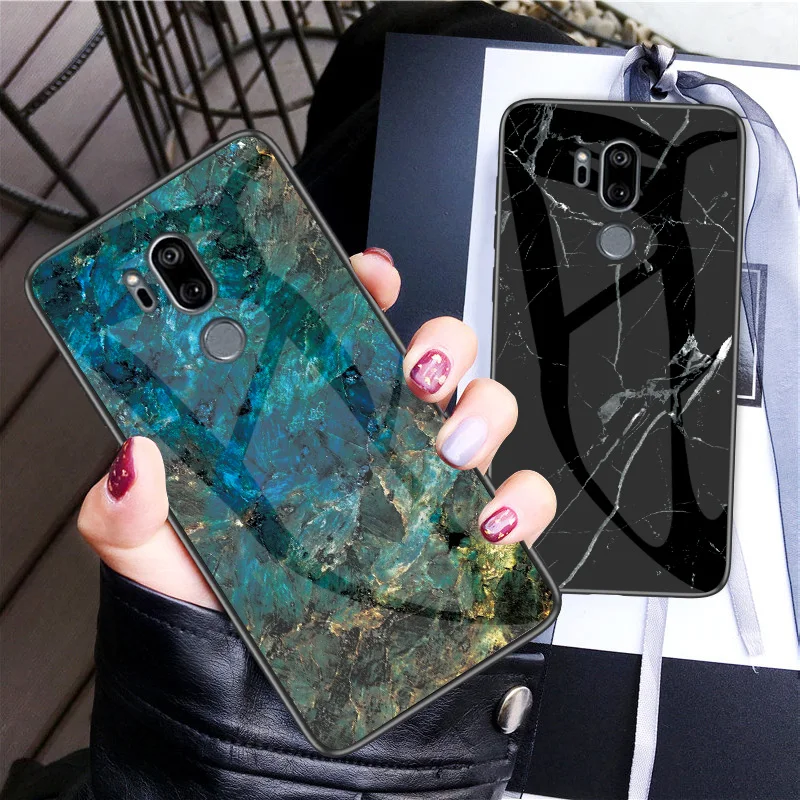 Чехол для LG G7 TinQ из ТПУ с мягкой рамкой телефона стеклянный мраморный жесткий