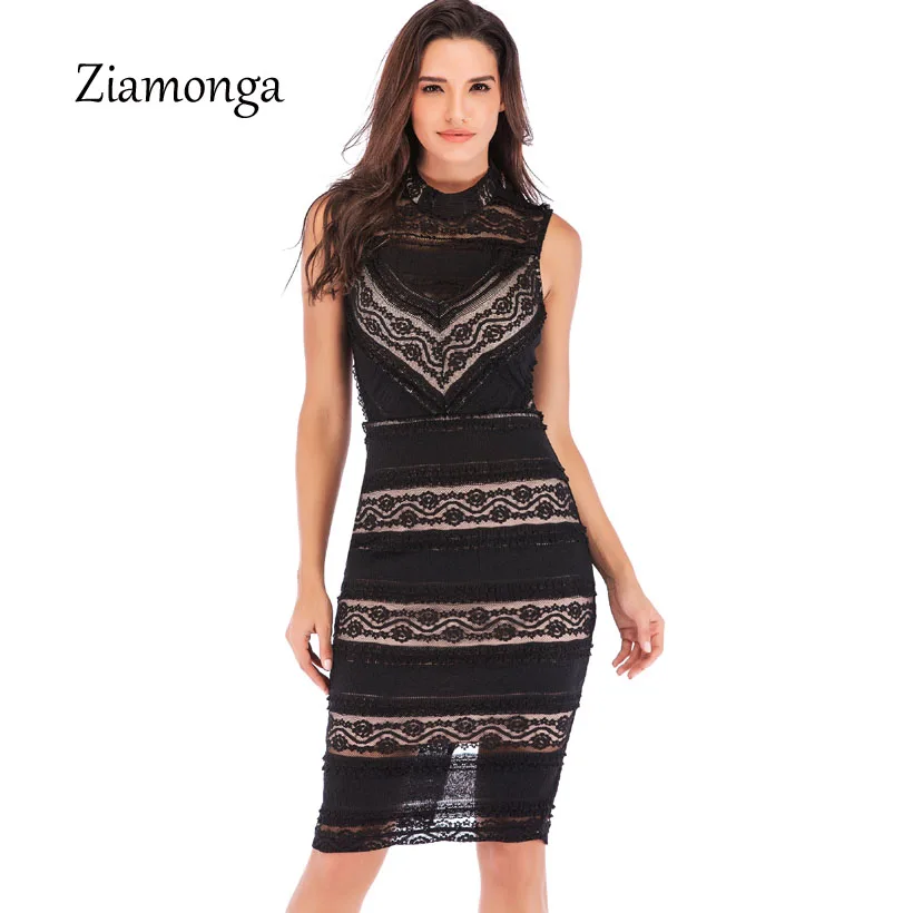 

Ziamonga 2019 Fashion Sexy Bodycon Lace Dress Autumn Midi Bodycon Cocktail Party Dresses Vintage Bandage Vestidos De Renda Curto
