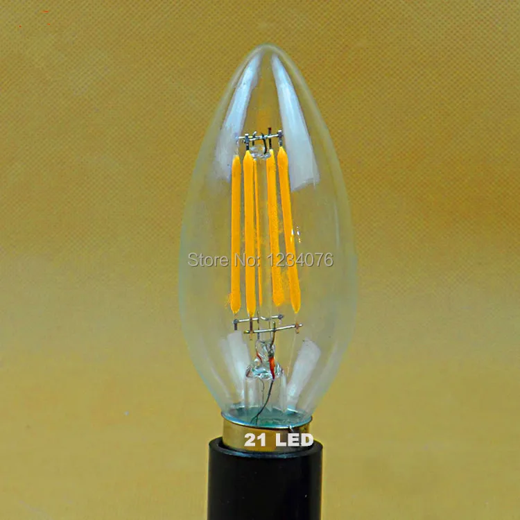 

FedEx 100pcs/lot Free Shipping Filament Led Bulb E14 220v 4W/6W LED High Power LED Bulb Lamp Candle Light Energy Saving