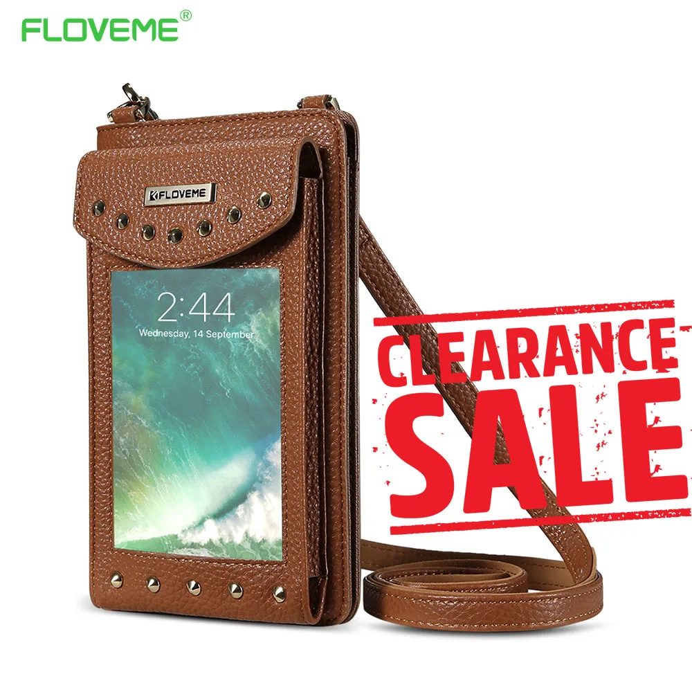 

FLOVEME Wallet Leather Case For iPhone7 7Plus 6S 6Plus 5S SE Zipper Purse Pouch Phone Cases Lady Women Handbag with Belt Handbag