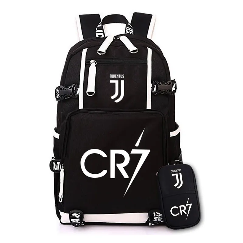 

HOT SALE Cristiano Ronaldo7 CR7 Backpack student fashion Schoolbag laptopbag Travel Daypack gift for children flexo USB Charging