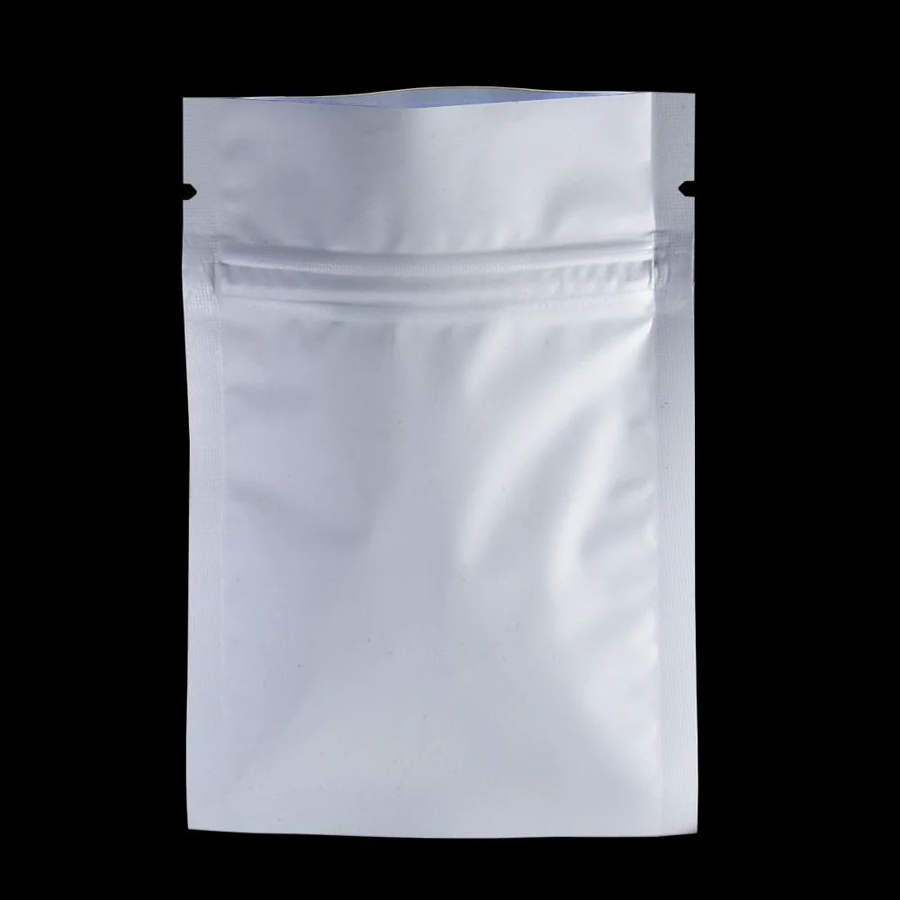 100pcs/lot 12*18cm White Frosted Grip Seal Mylar Foil Zip Lock Food Storage Bag Top Zipper Aluminum Foil Package Pouches