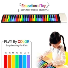 Keyboard-Electronic-Piano Roll-Up-Piano Foldable Silicone 49-Keys Rainbow-Key Soft Colorful