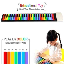 Clavier de Piano électronique pliable, 49 touches, en Silicone, Portable, pliable, coloré, arc-en-ciel, rechargeable