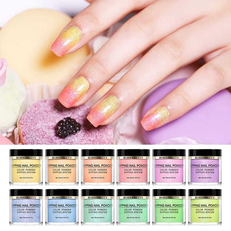 

BORN PRETTY Dipping Nail Powders Base Coat Gradient French Nail Natural Color Holographic Glitter Cure Nail Art Decorations
