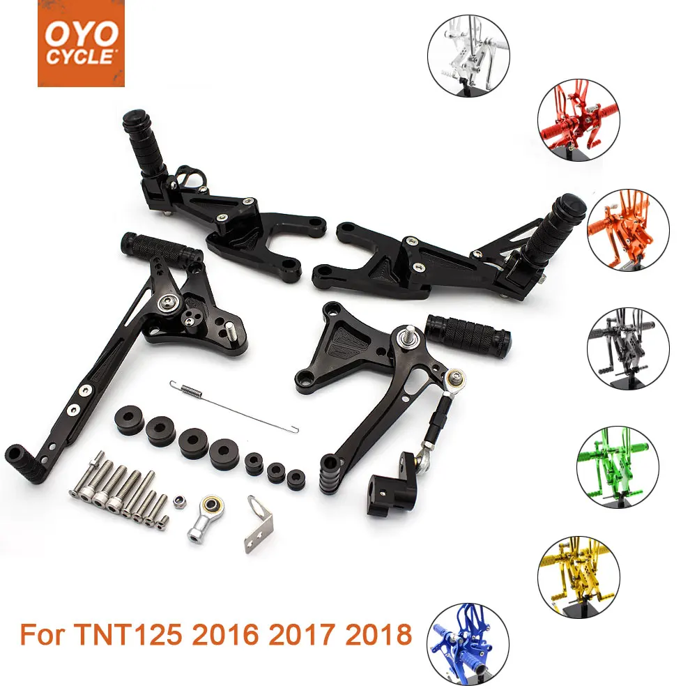 

For Benelli TNT125 2016 2017 2018 Motorcycle Rear Set Accessories CNC Adjustable Rearset Foot Pegs TNT 125 2018 Foot Rests