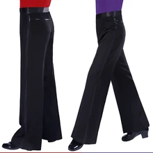 Черные латиноамериканские брюки для взрослых мальчиков атласная лента на боковой панели Бальные танго сальса самба брюки для танцев для мальчиков мужские брюки для латинских танцев