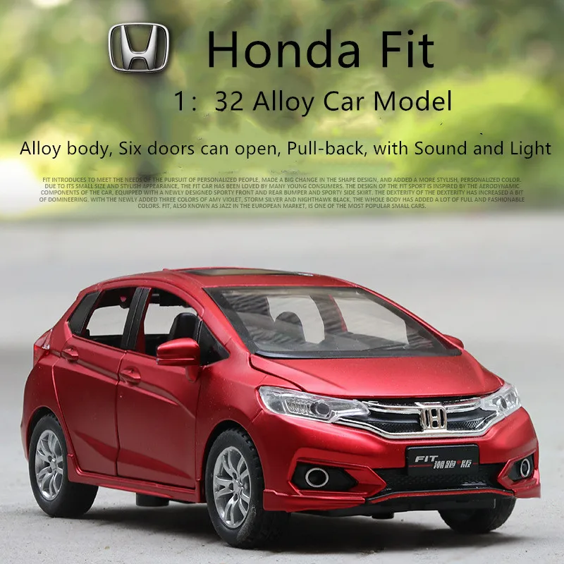 

High Simulation Alloy Car 1:32 Diecast Metal Pull-back Six Doors Sound And Light Alloy Car Model Kid Toys Apply To Honda Fit
