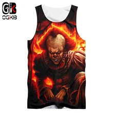 OGKB летние топы для мужчин's 3D принт пламя Джокер майка Hombre Singlets прохладный жилет мужчин s одежда хип хоп Спортивная майка без рукавов 5XL
