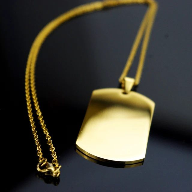 Fashion Gold Dog Tag Necklaces & Pendants For Women Men Jewelry 55CM