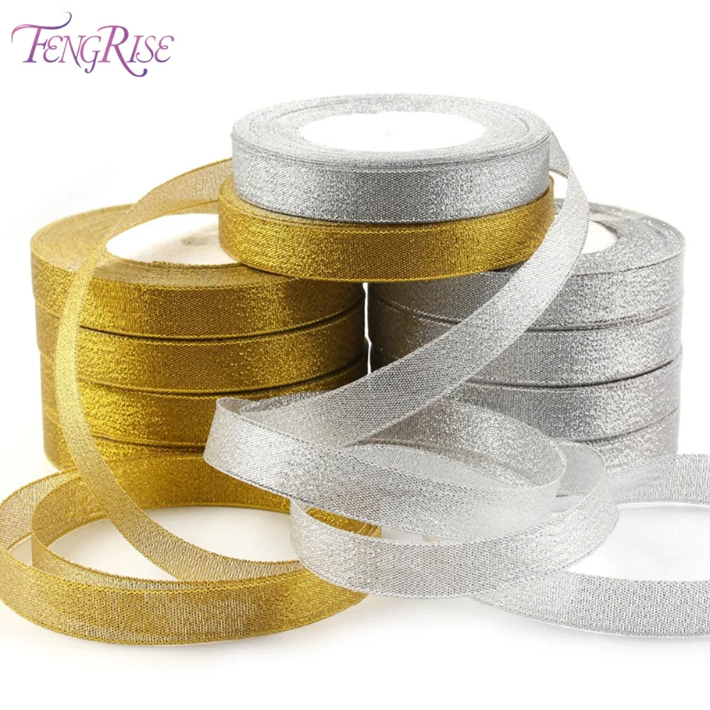 FENGRISE Glitter Ribbon Sewing Accessory 10 15 25mm Chiffon Fabric