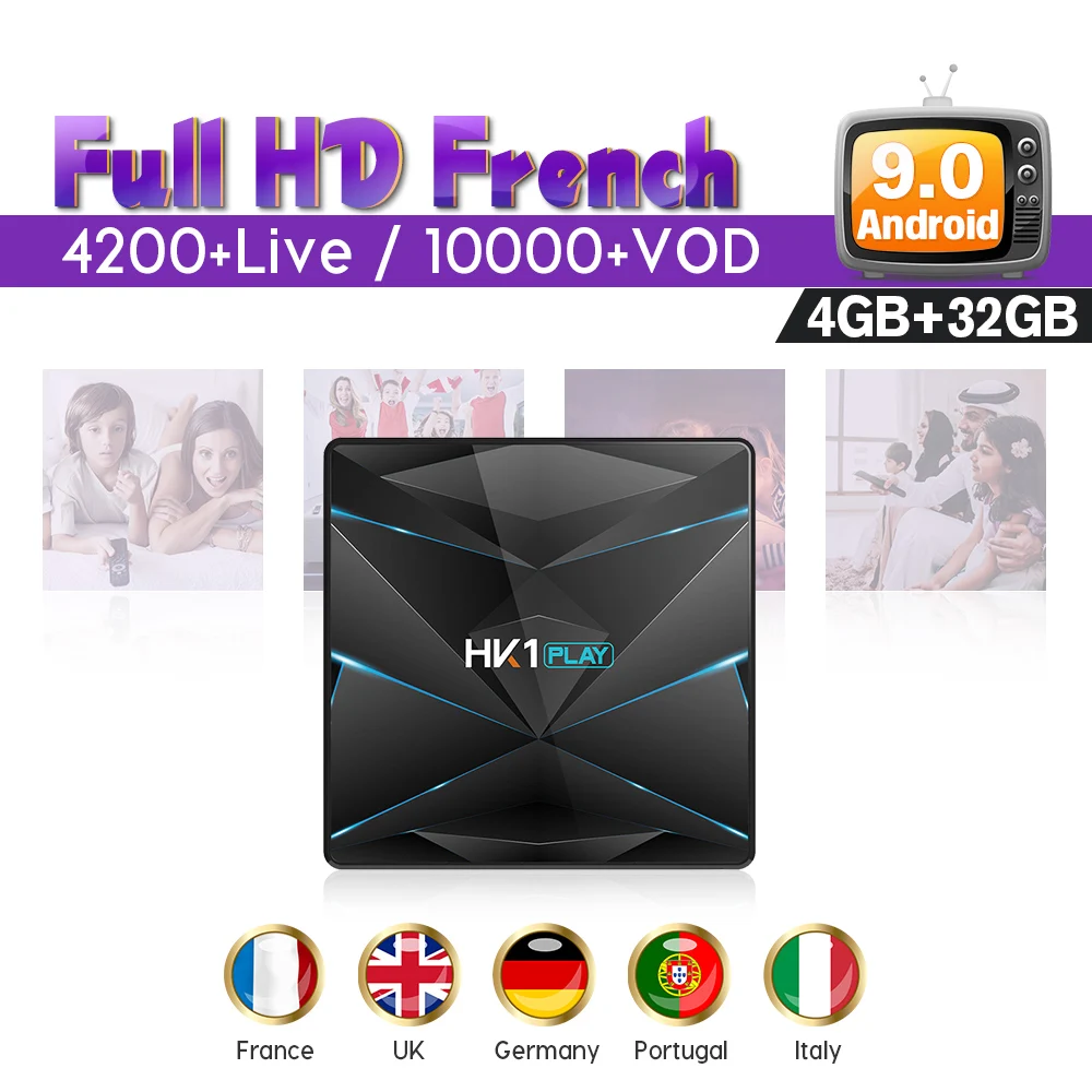 

SUBTV 4K IPTV Spain Germany Android 9.0 HK1PLAY smart box Dual-Band WIFI 4G 32G BT 4.0 IPTV Subscription Italy France Arabic