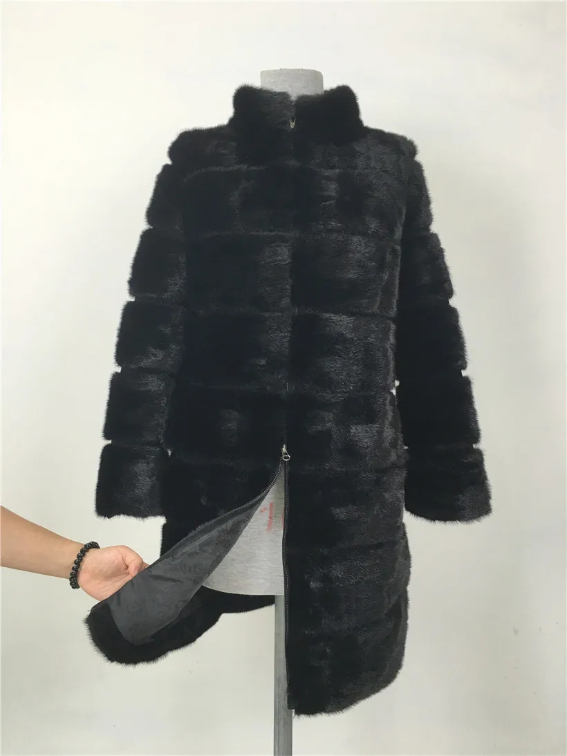 LIYAFUR натуральная широкая полоса норки Мех пальто для Для женщин натурального русский Мех Зимние теплые пальто Роскошные Индивидуальные Размеры
