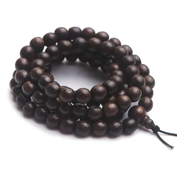 

Genuine Natural Agilawood Aloeswood Wood Round Prayer Bead Bracelets Woman Men Drop Shipping 9mm