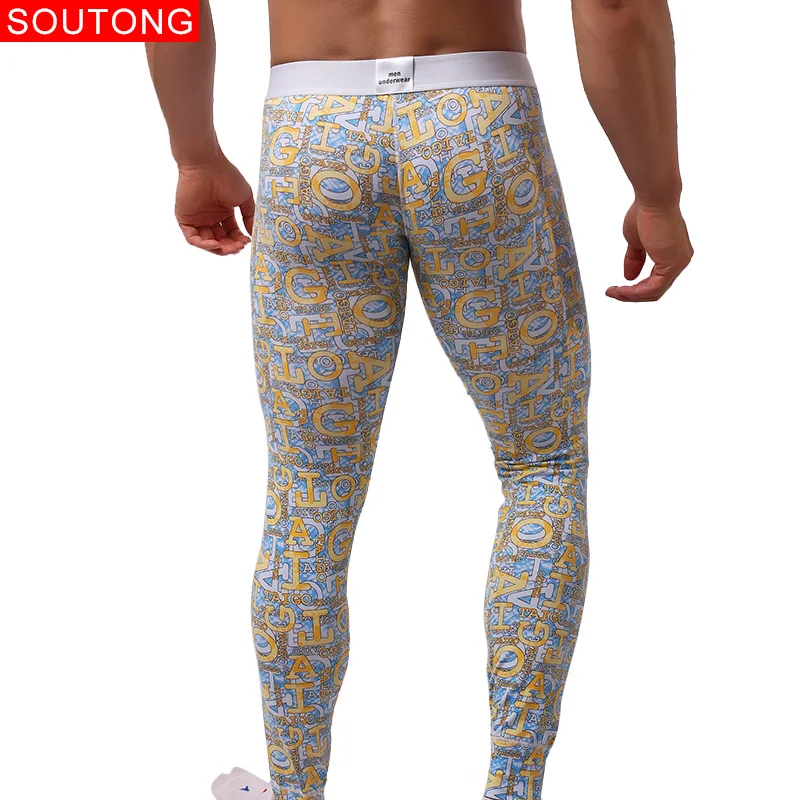 Soutong 2018 Underwear Winter Mens Warm Thermal Underwear Cotton Long Johns Underpants Letter Printed Thermal Underwear For Men