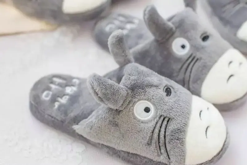 Totoro/милые женские/мужские домашние тапочки с котом из мультфильма; домашние тапочки для спальни; удобная теплая зимняя обувь