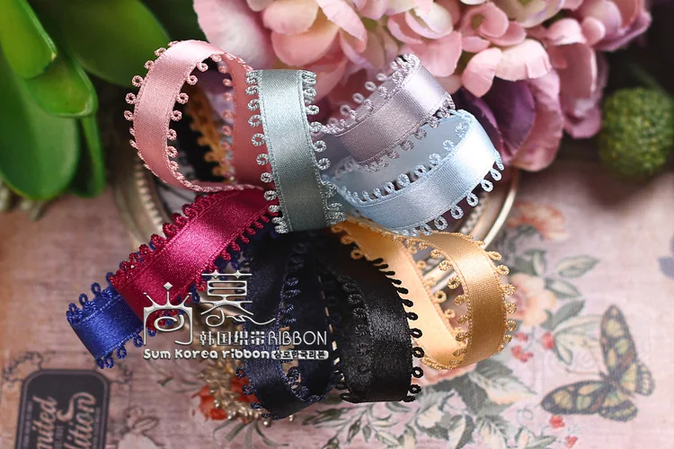 100yards 10mm 16mm picot ribbon korean satin ribbon for diy hair bow bowknot accessories wedding party decoration