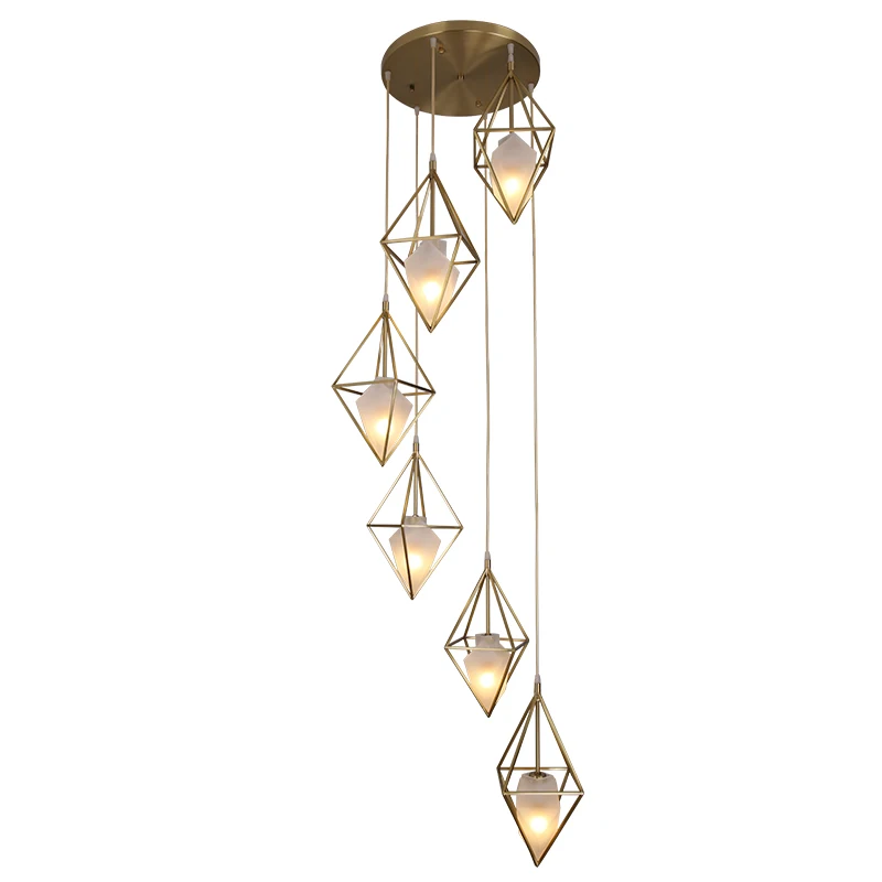 

Modern full Copper pendant lights 3 head Bedroom Dining study Living Room Simple hanging lamp Luxury Home droplight 3W E14 bulb