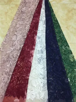 

Latest African French Lace Fabric High Quality African Tulle Sequins Lace Fabric For Wedding.White color african lace Peach(XZS4