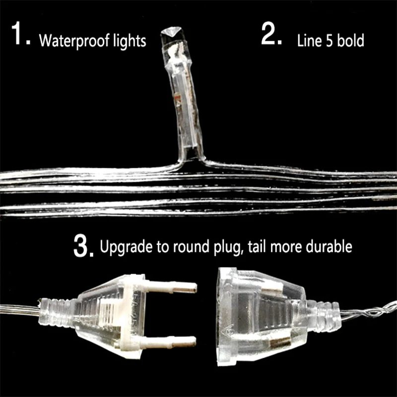 10 м-100 м 220 В светодиодный светильник-гирлянда, светильник для рождественской елки, уличный водонепроницаемый декоративный светильник для праздника/нового года