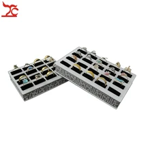 Модные Акриловые Украшения Дисплей Витрина Полка для колец держатель для хранения Белое и черное кольцо с цветочным дизайном Слоты Органайзер лоток