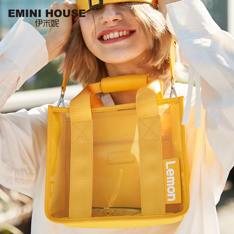Прозрачная Сумка тоут EMINI HOUSE из ПВХ саквояж на плечо с фруктовыми буквами