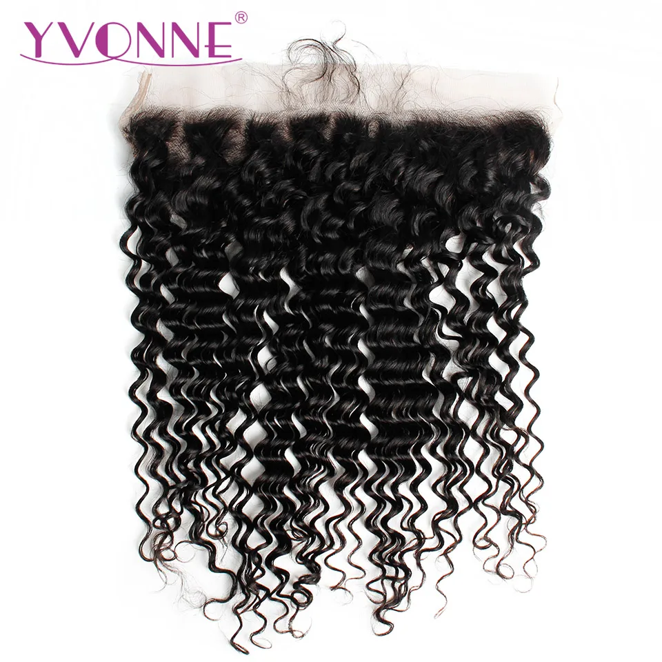 YVONNE Virgin Brazilian Deep Wave Lace Frontal 13x4 Natural Color 100% Human Hair Products