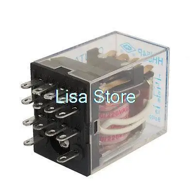 

HH54P Model 14 Pin Number Relay AC 220V Electromagnetic Coil 4PDT Green LED Indicator Power Relay