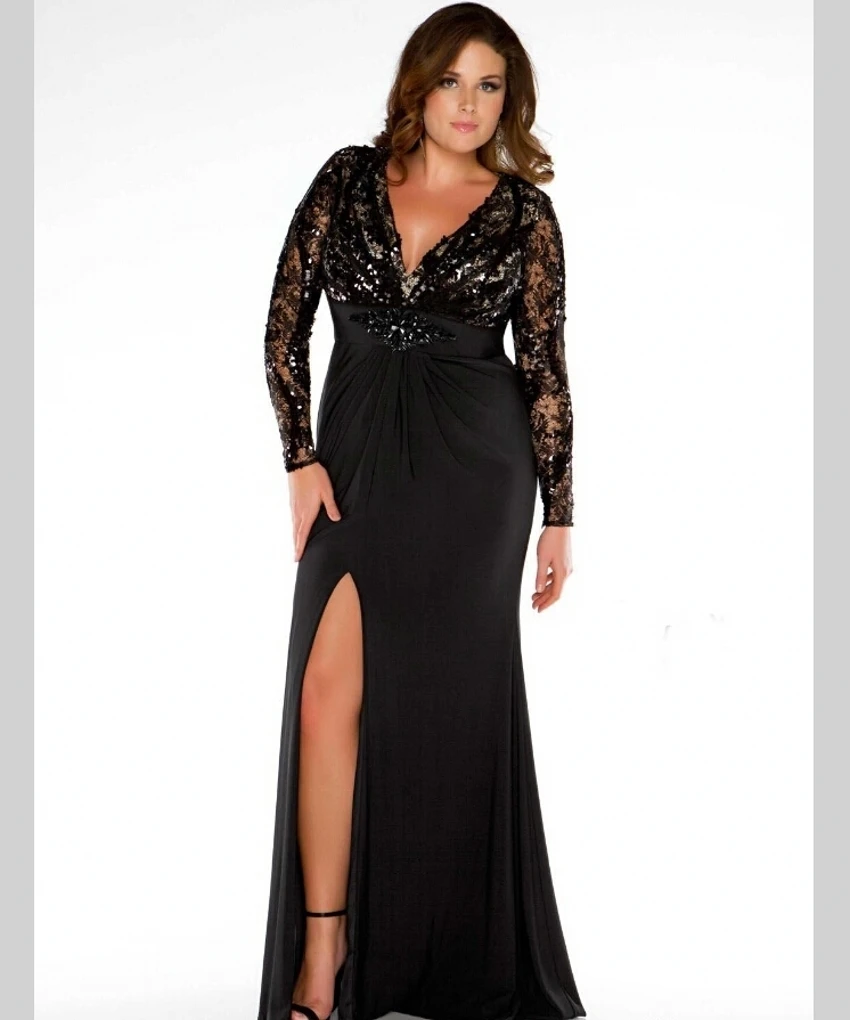 plus size black mermaid prom dress