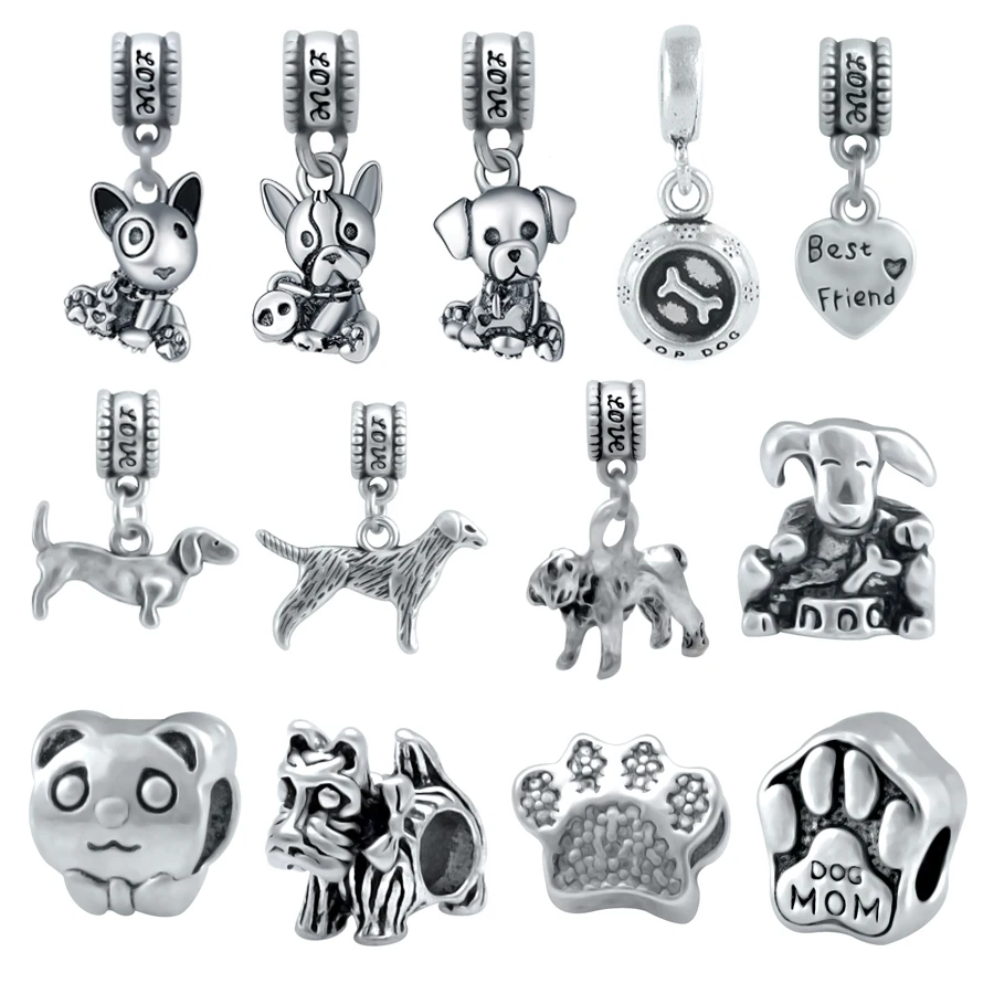 

Wholesale 100 Pieces /lot Animal Pet Lovely Dog Charms Fit Pandora Charm Beads Bracelet For Women Jewelry Making SPP217