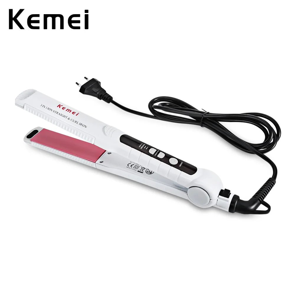 

Kemei KM - 1878 Electric 3 in 1 Electric Hair Straightener Curler Multifunctional Curler PTC Heating Curling Iron Styling Tools