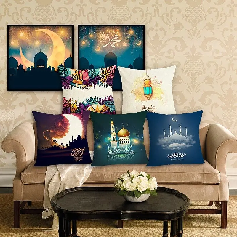 

Islam Muslim Lesser Bairam New Style Halal Series Pillow Case Sofa Cushion Soft Pillow Cover Cushion Cover Bedding Pillows