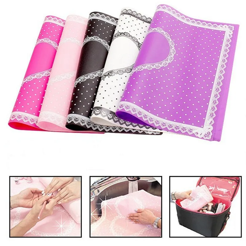 

Nail Art Tips Practice Silicone Pad Table Cover Mat Point Lace Printing Coloring Polish Gel UV Washable Foldable Tools Manicure