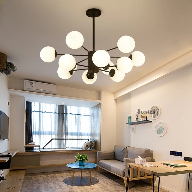 Horsten Nordic Creative Magic Bean Pendant Lights 6812 Heads Glass Ball Pendant Lamp For Living Dining Room Cafe Restaurant E27 (3)