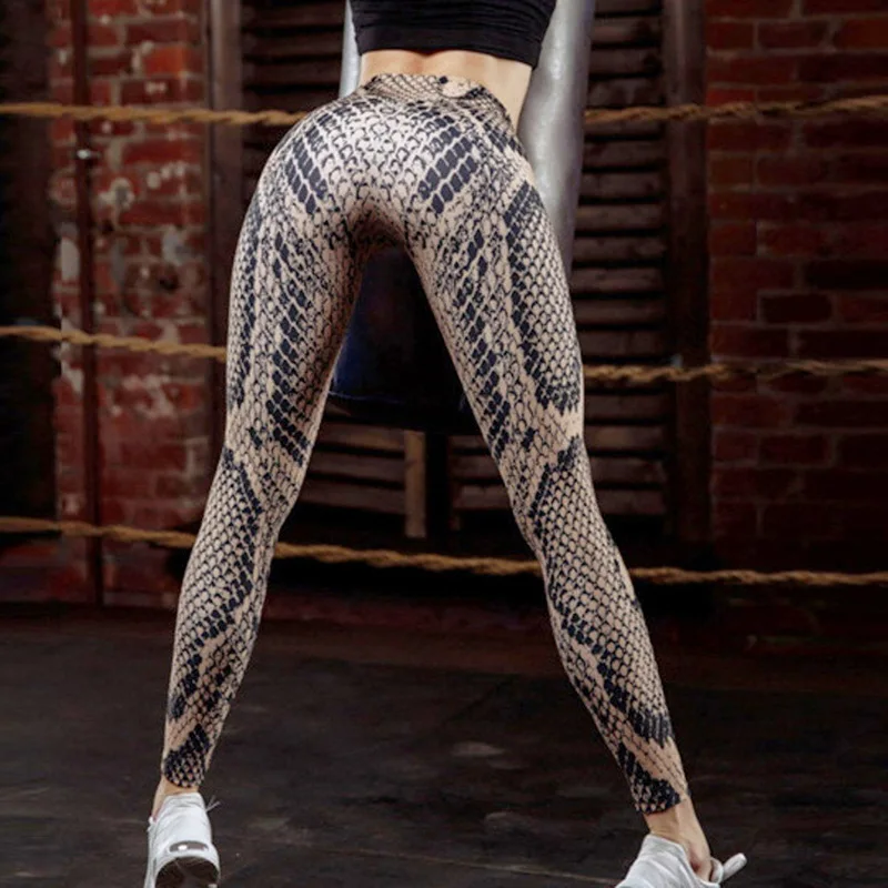 CALOFE модные леггинсы с принтом змеиной кожи женские леггинсы с высокой талией с пуш-ап Женские легинсы женские штаны