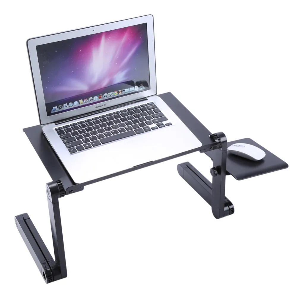 

Local delivery Aluminum alloy Computer Desk Portable Laptop Computer Stand Desk Table Tray On Bed Mouse Holder Integrated design