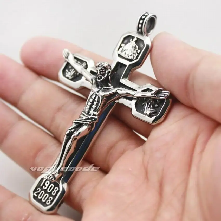 

Huge Jesus Crucifix Cross 316L Stainless Steel Mens Biker Punk Pendant 3V001