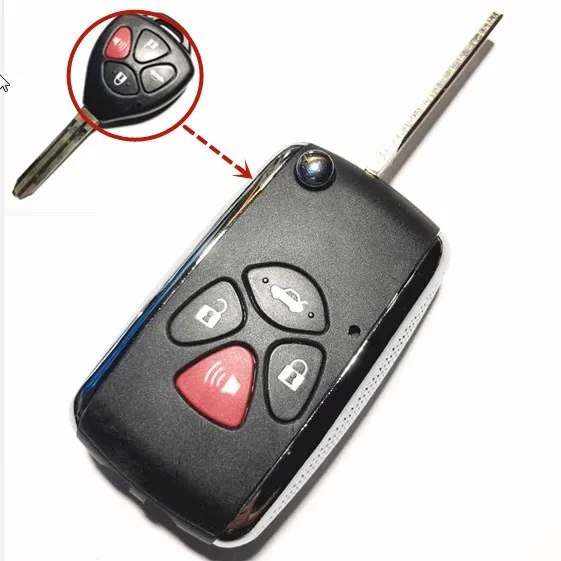 

4 Buttons Modified Flip Remote Car Key shell Fob Case For Toyota Camry Avalon Corolla Matrix TOY43 Blade Replacement Key Cover