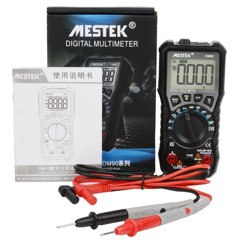 MESTEK DM90 Цифровой мультиметр 6000 отсчетов цифровой профессиональный с ЖК дисплеем