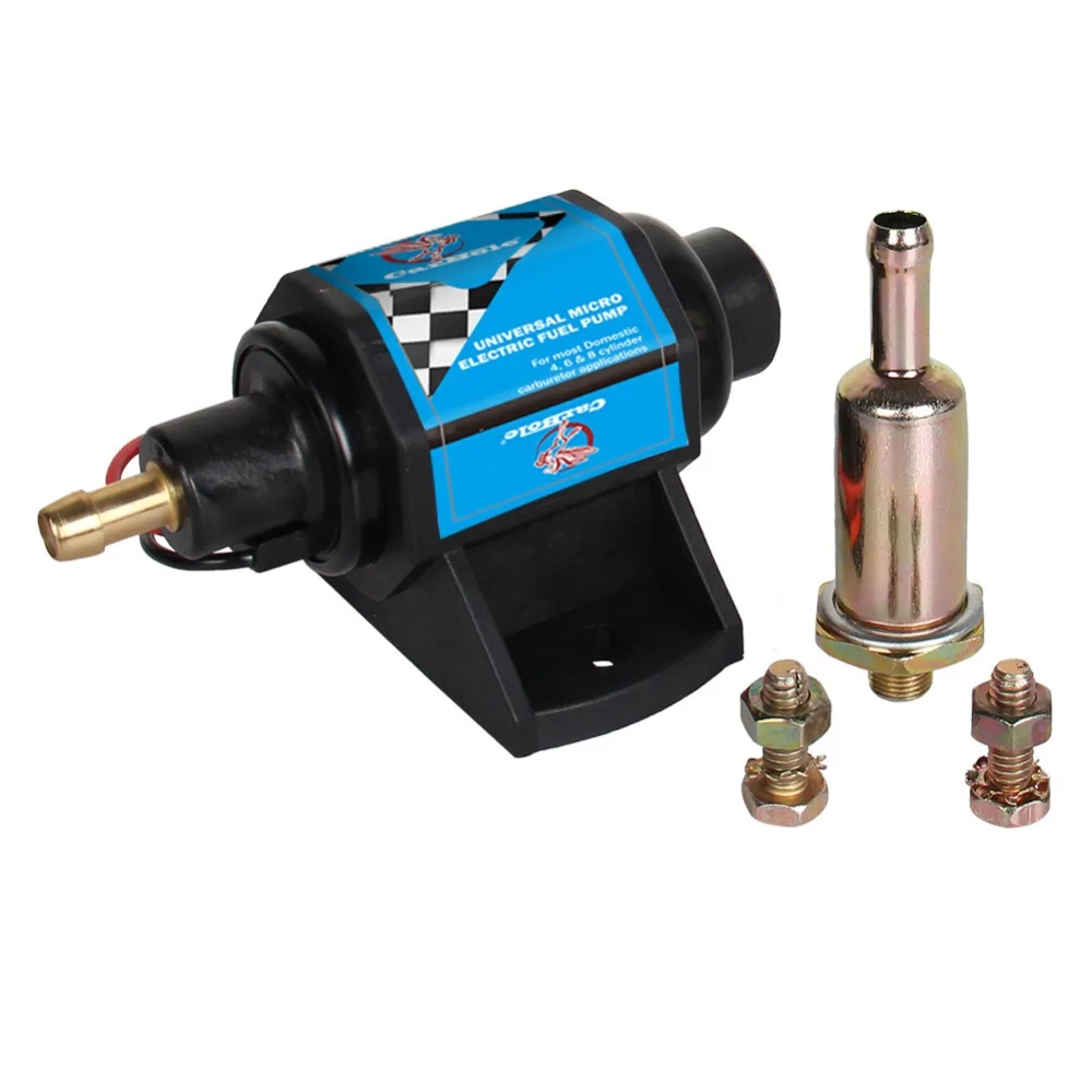 CarBole Mini Electric Fuel Pump Solid Petrol Pumps 12V 5/16 Inch 4-7 P.S.I. for 4,6& 8 Cylinder Carburetor- 2 Wire Design