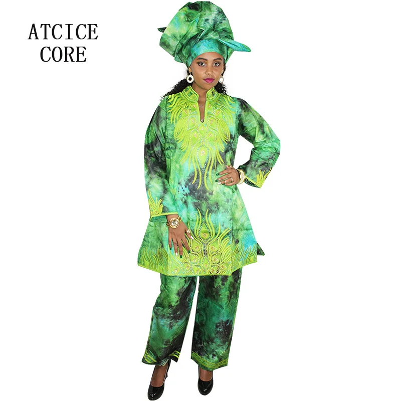 

Free shipping new african bazin embroidery design dresses top with pants