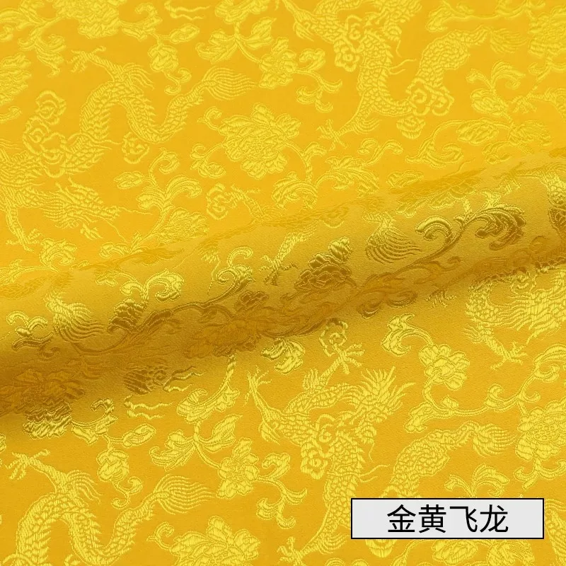 Width 150cm Chinese Red Tang Suit Cheongsam Sheet Cloth Silk Like Damask Jacquard Brocade Metallic Fabric - Цвет: Gold dragon