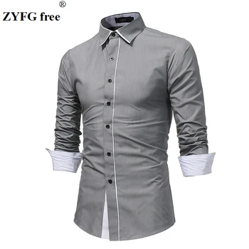 

New spring autumn men's shirts solid color long-sleeved tirn-down collar shirts blouse business casual tops shirt male