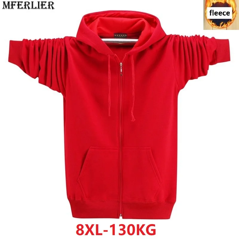 Толстовка большого размера для мужчин 8XL Флисовая теплая 6XL 7XL куртка на молнии