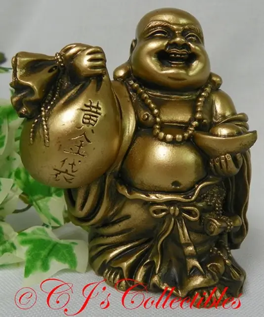 buddha prosperity money bags happy hotei gold resin 3 5 on