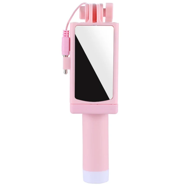 ACCEZZ Мини Проводная селфи-палка IOS для iPhone X XR XS MAX 8 7 6 для huawei samsung монопод складной портативный селфи-палка зеркало - Цвет: Розовый
