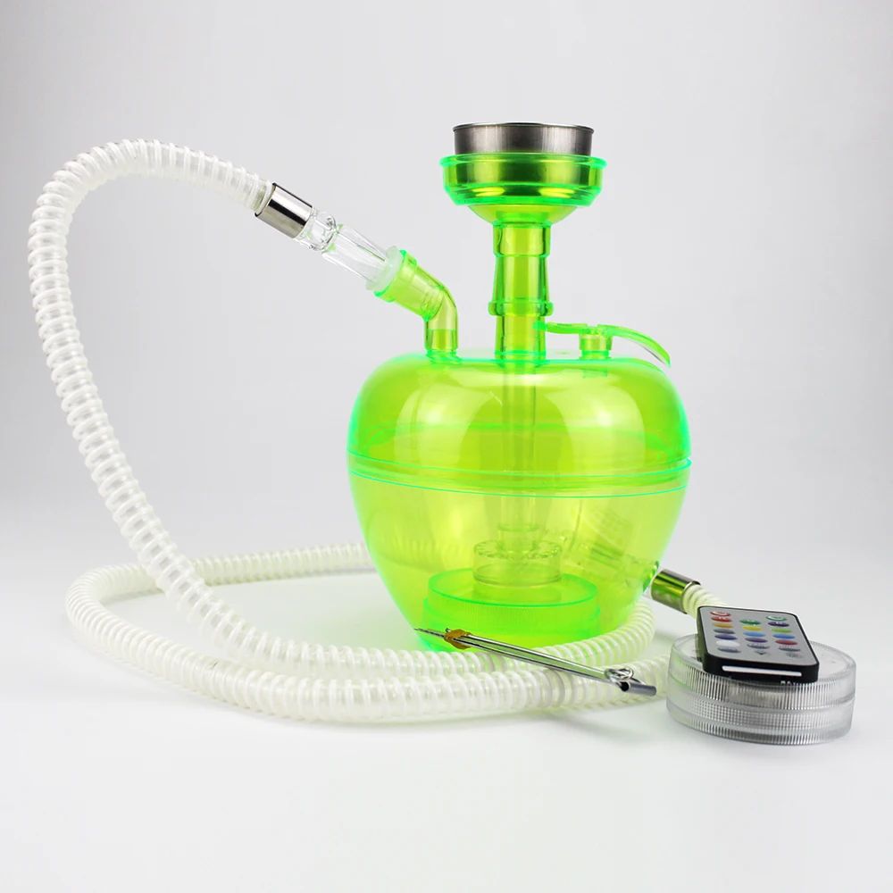 

Acrylic AppleType Hookah Shisha set with LED Light Stainless Steel Bowl Charcoal Holder Sheesha Chicha Hookah Set Red Green